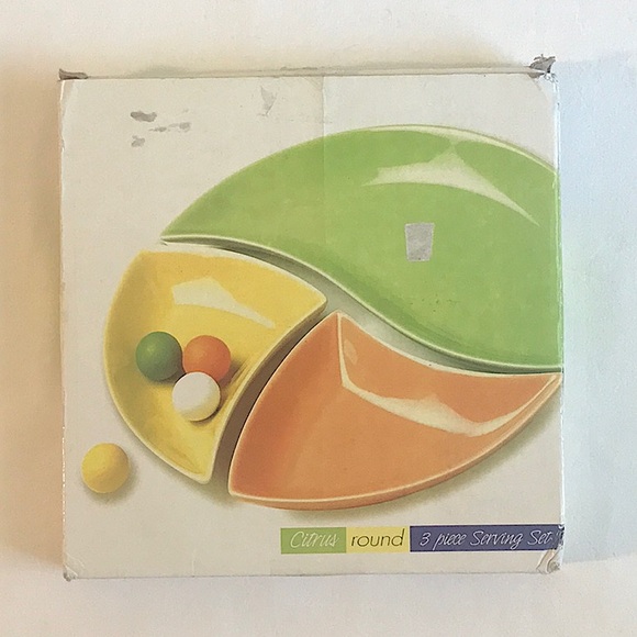 Citrus Ceramic Round 3 Separate Piece Serving Set *NEW - Factory Sealed* - Picture 3 of 5